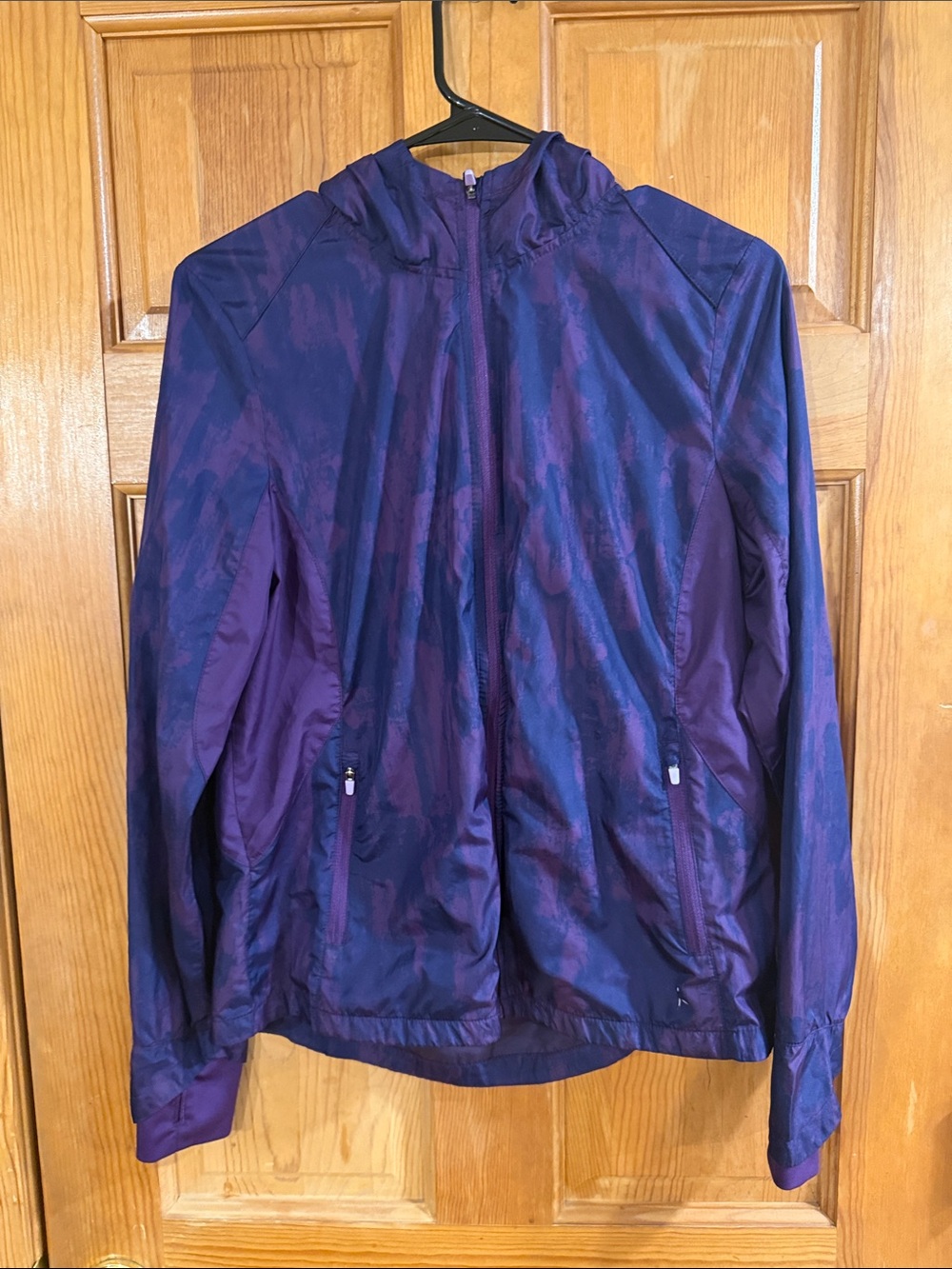 Danskin dark purple lightweight jacket with hood size medium (8-10).